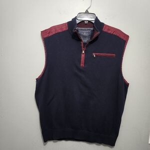 Cutter & Buck Men's Zip Up Sweater Vest - Navy and Red